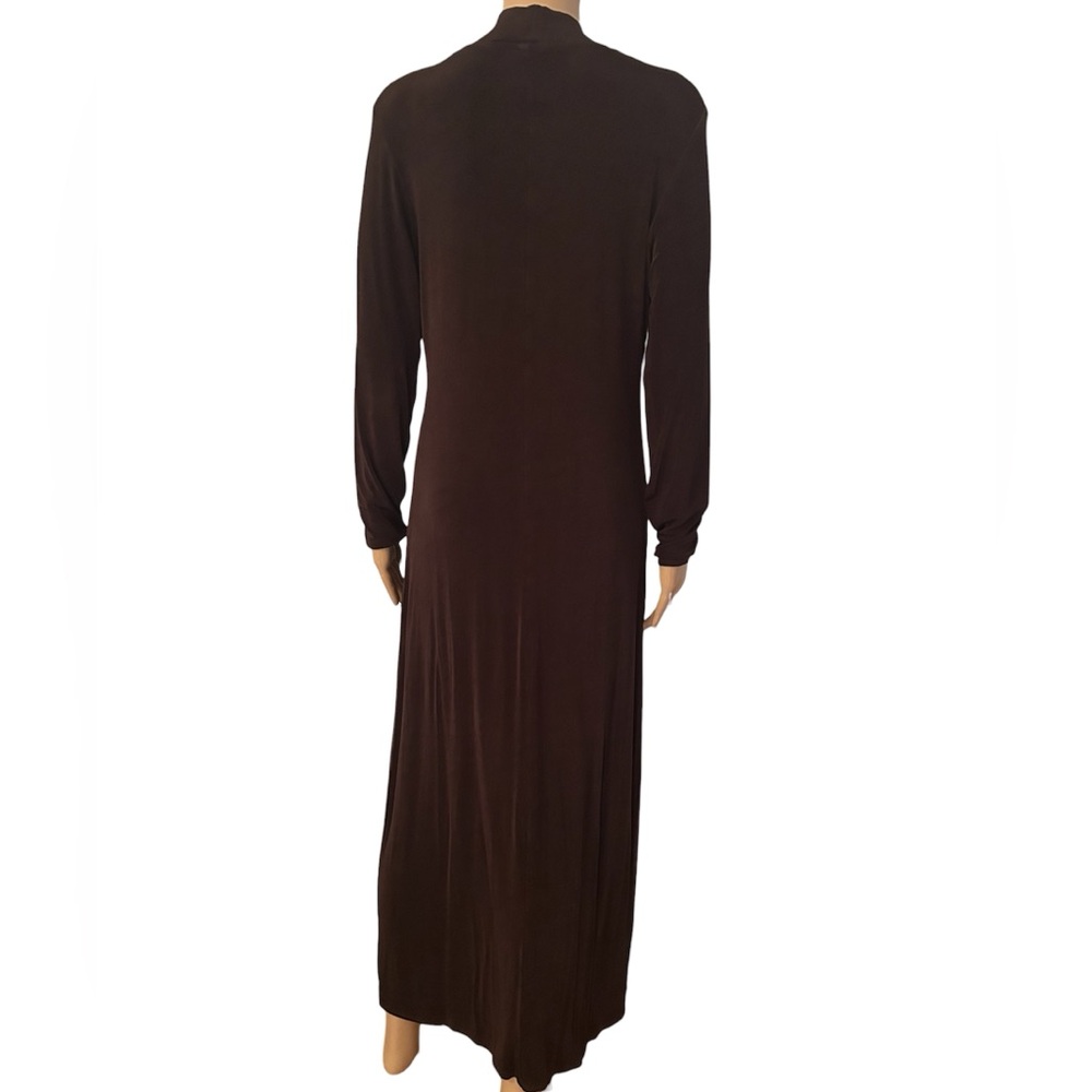 Double D Ranchwear Women’s Size Medium Solid Brown Western Turtleneck Maxi Dress - Picture 3 of 9